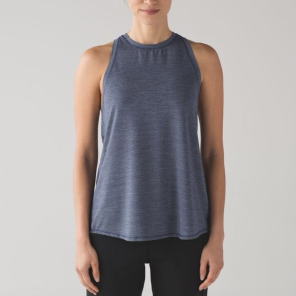 Lululemon Hot Like Agni Split Back Tank Heathered Blue Size 6